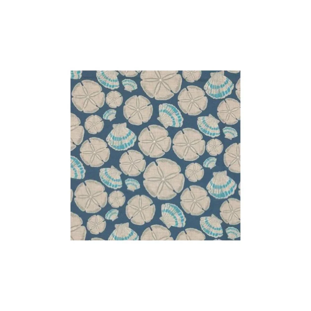 Waverly NIP Indigo (Blue & Tan) Sun n Shade Sand Dollar Window Curtain, 52x95